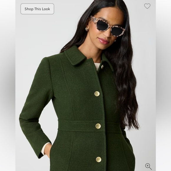 J.Crew Day Lady Coat Pine Green Wool Blend Tailored Midi NWT Size 12 *Sold Out* - Picture 4 of 13